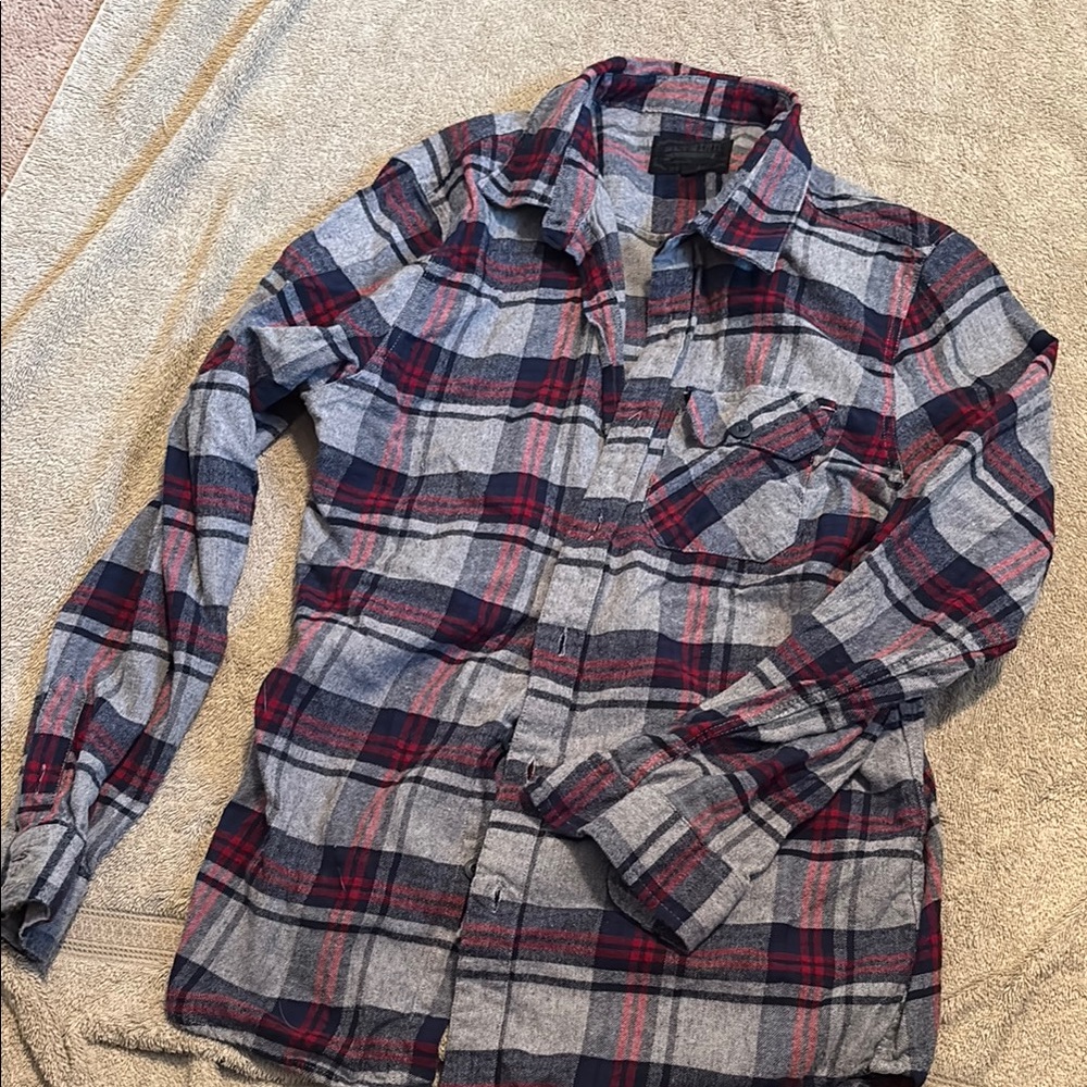 Men's Plaid Shirt - Red and Blue